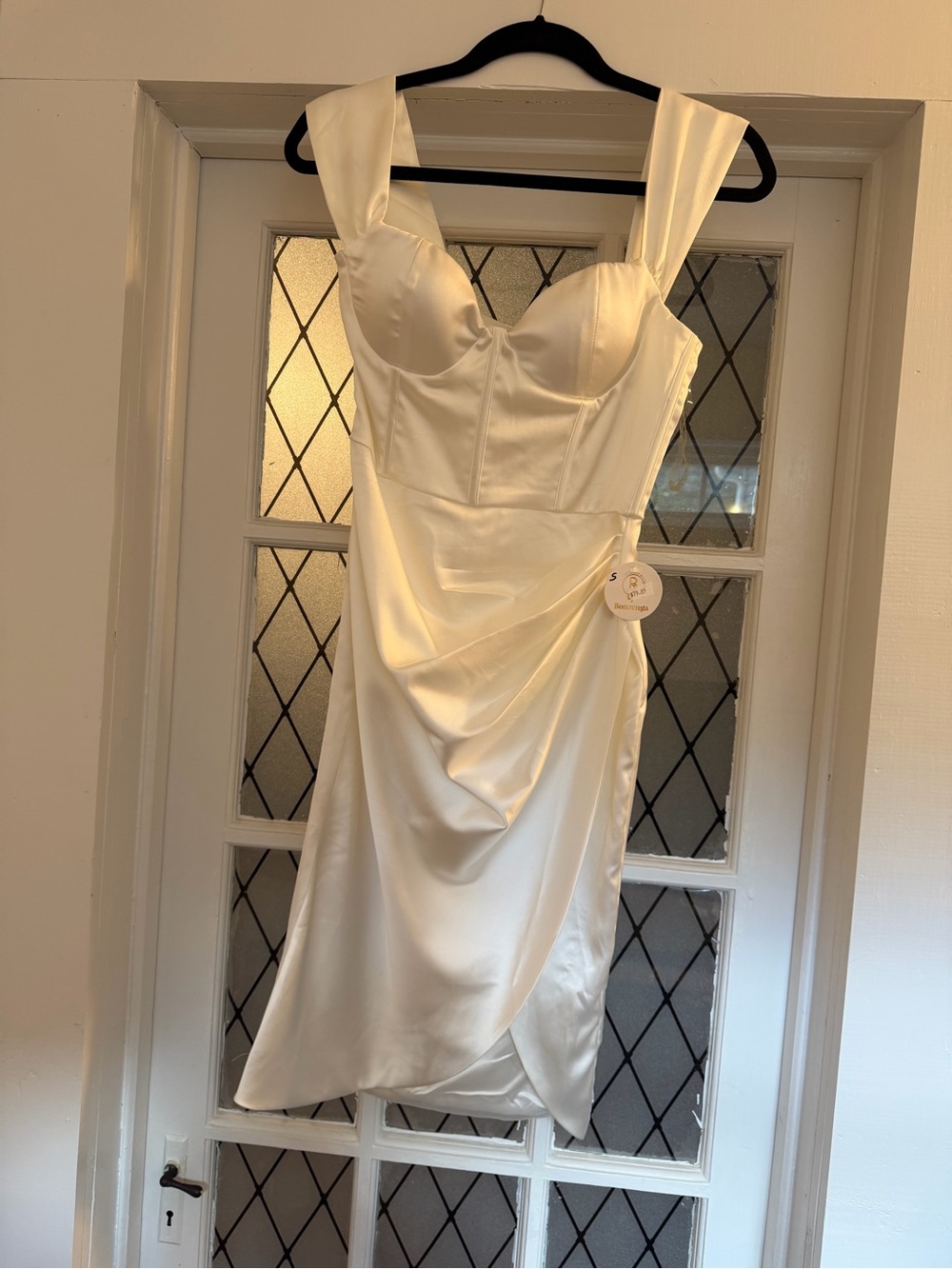 NWT White silk formal mini dress